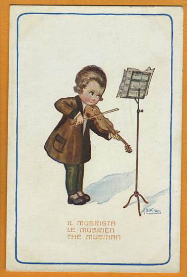 "The Musician", a drawing of child with violin (image)