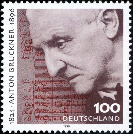 Anton Bruckner on a German postage stamp issued in 1996 (image)