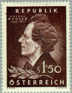 Gustav Mahler on 1960 Austrian postage stamp (image)